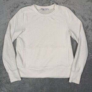 Prana Sweatshirt Womens Small Cream Pullover Sunrise‎ Crewneck Pocket Textured